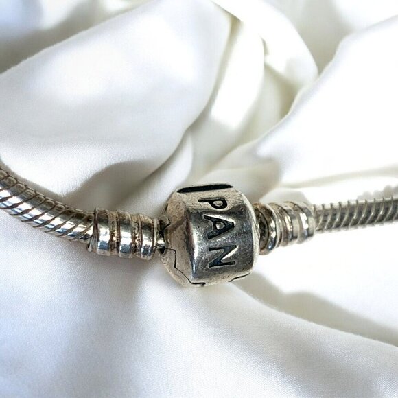 Pandora Christmas Tree Charm & Snake Chain Bracelet Sterling Silver Retired 7.0” - Picture 4 of 7